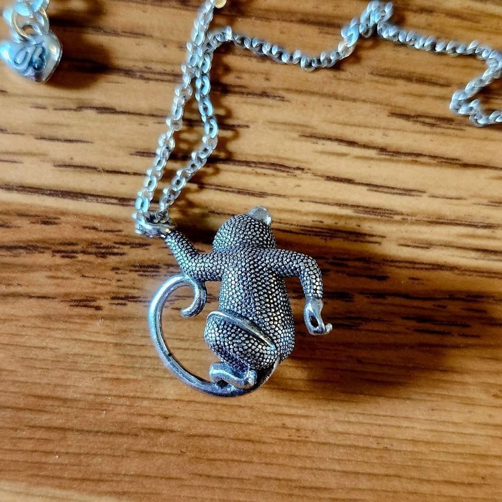 BRIGHTON "Monkeying Around" Silver Plated Necklace JEWELRY TO LIVE IN! - Picture 2 of 8